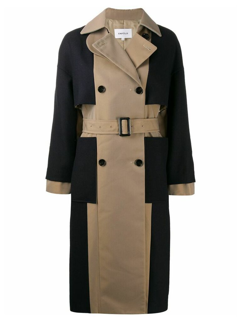 Enföld contrast double-breasted coat - NEUTRALS