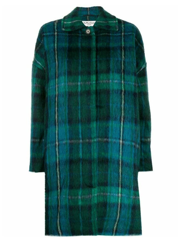 YMC oversized tartan coat - Green
