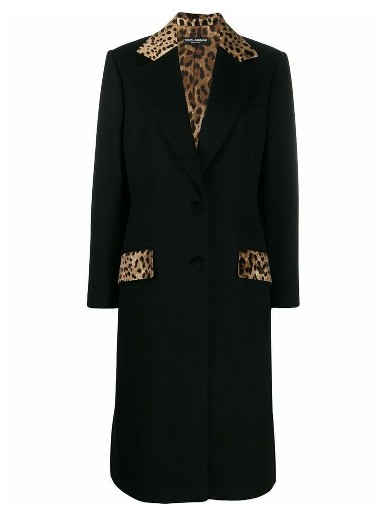 Dolce & Gabbana tailored leopard print panel coat - Black