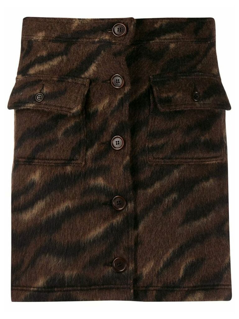 YMC button-down animal pattern skirt - Brown