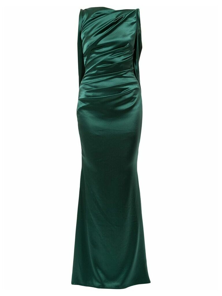 Talbot Runhof ruched detail fitted evening dress - Green