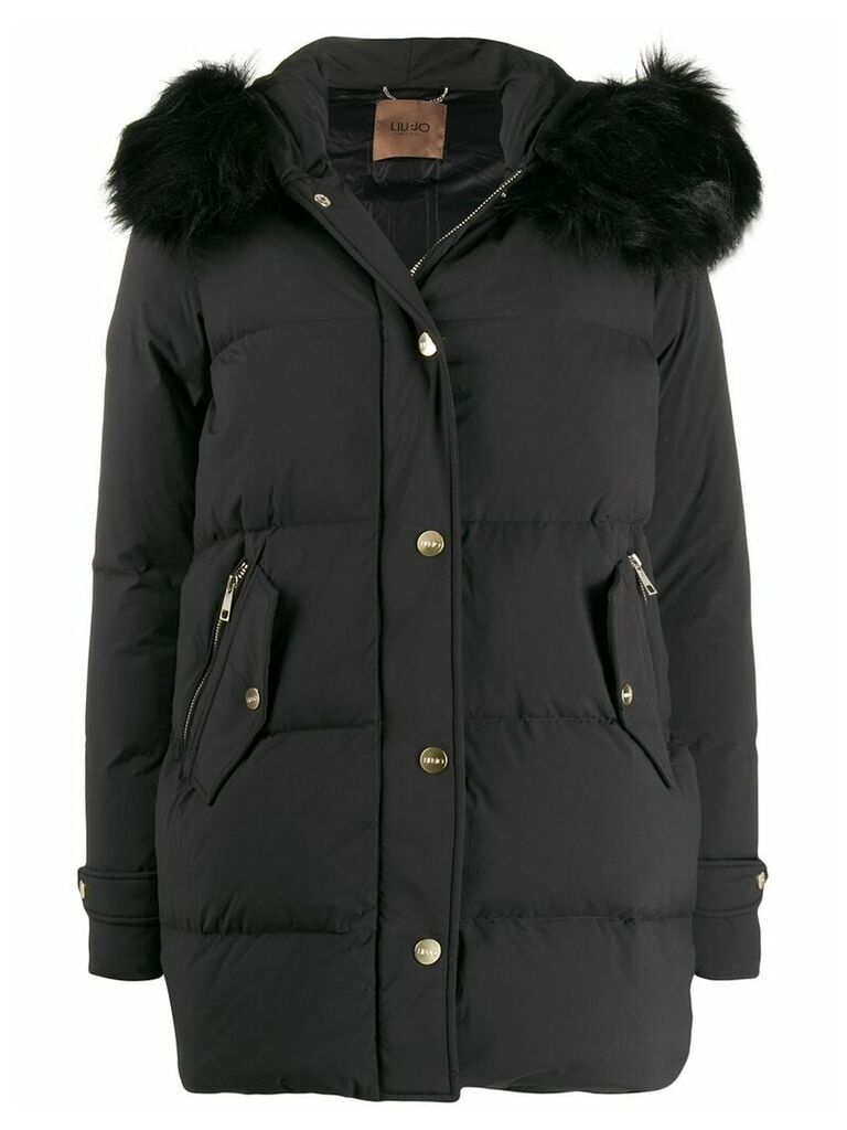 LIU JO faux fur trimmed padded coat - Black