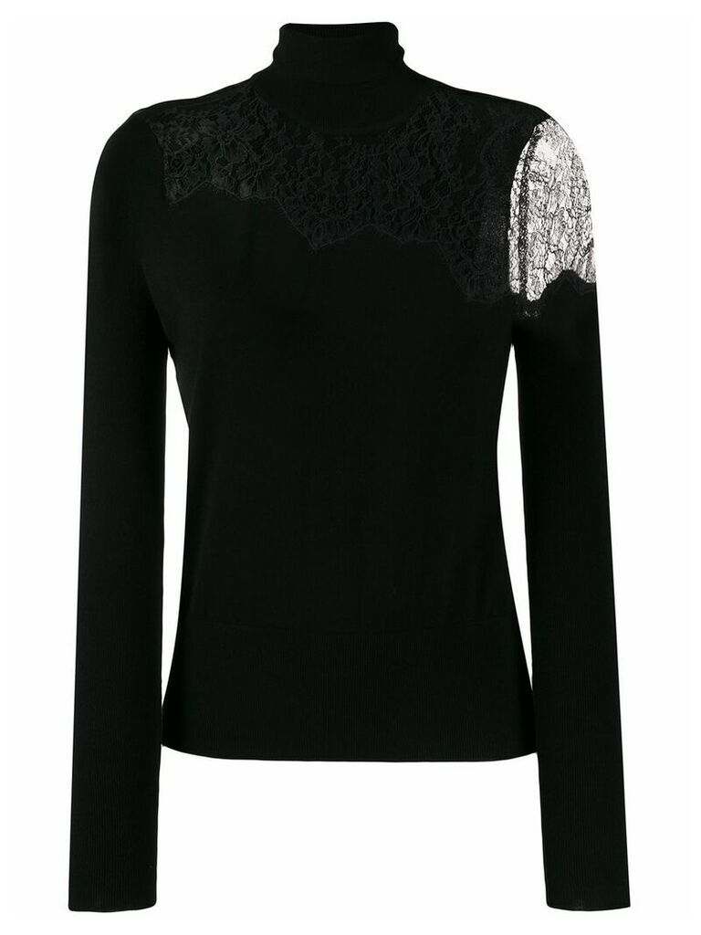 LIU JO lace panel fine knit sweater - Black