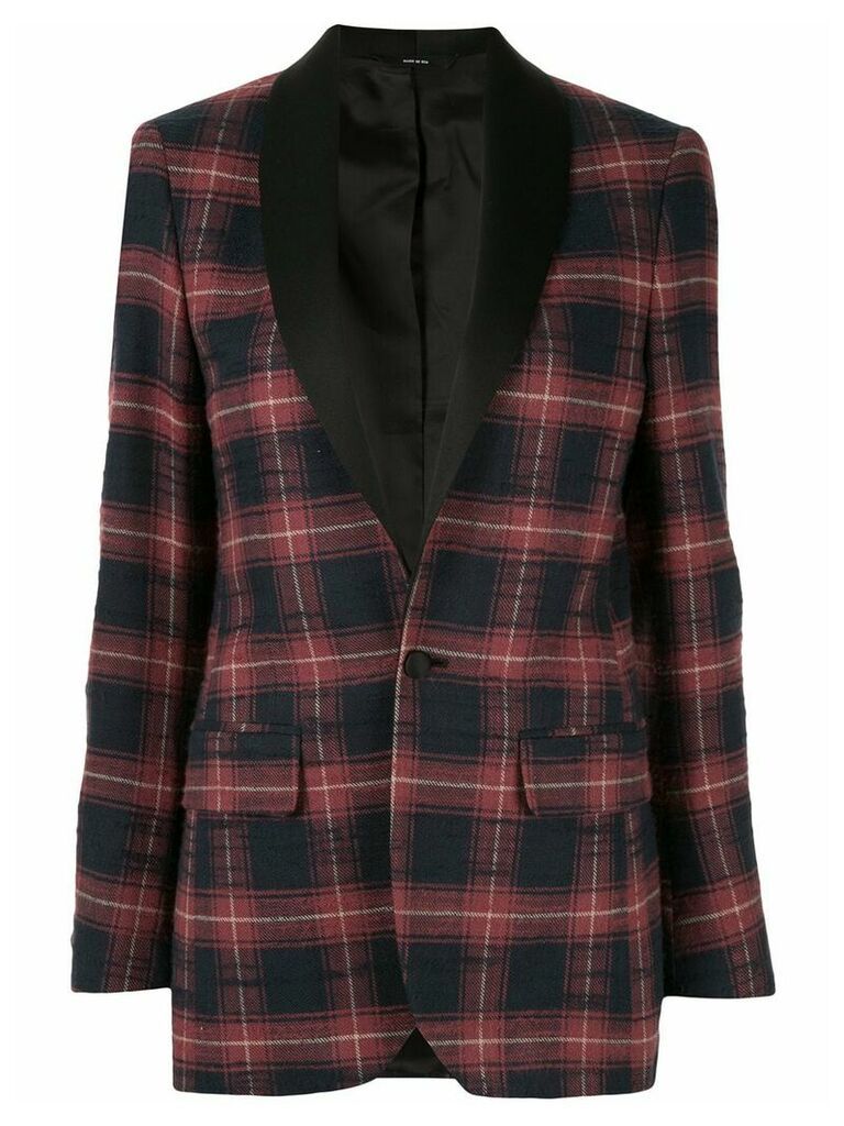 R13 checked single-breasted blazer - Red