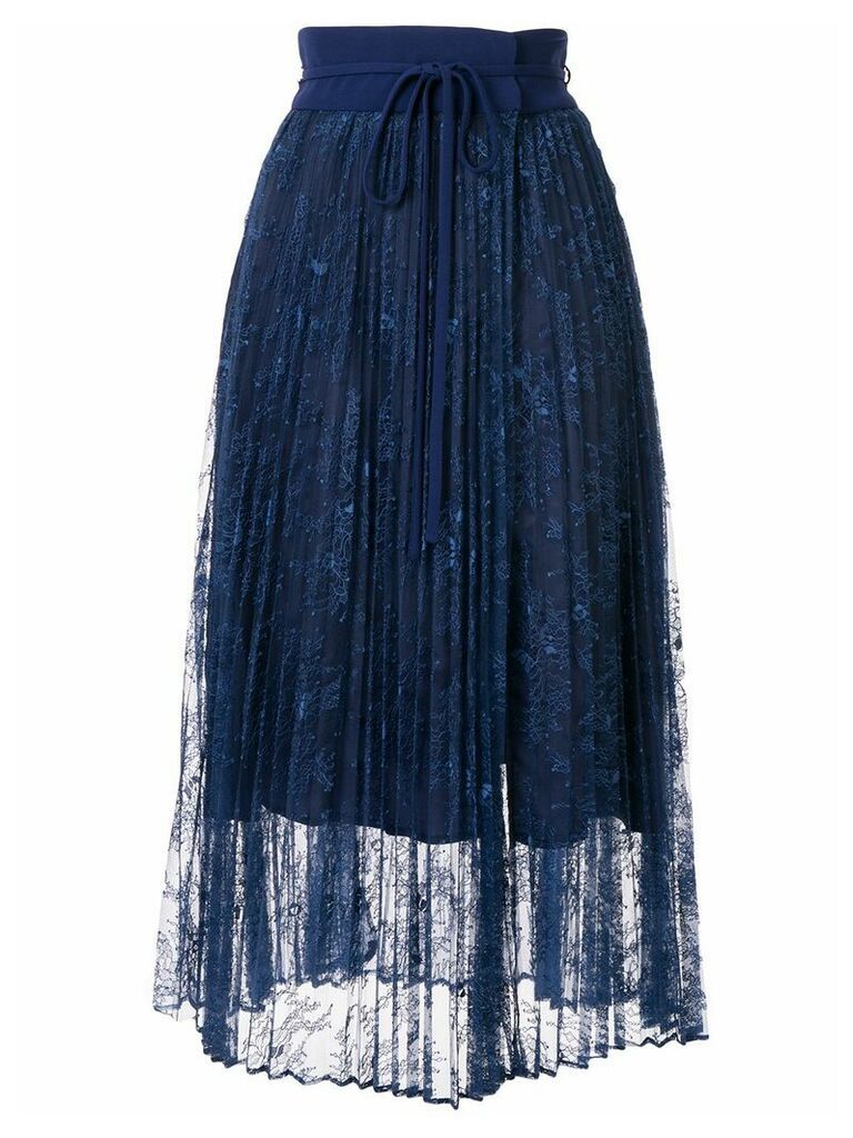 Mame Kurogouchi high waisted pleated midi skirt - Blue
