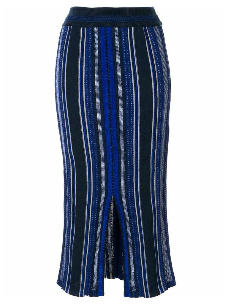 Mame Kurogouchi striped knitted midi skirt - Blue