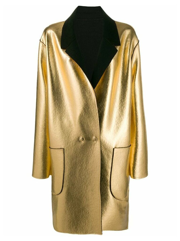 Pinko contrast single-breasted coat - GOLD