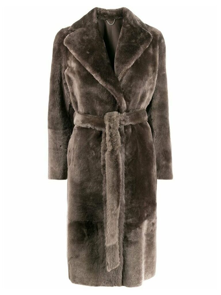Desa 1972 belted shearling coat - Grey