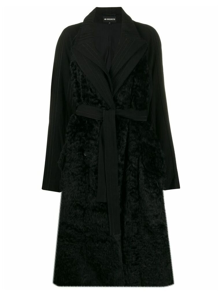 Ann Demeulemeester panelled longline coat - Black