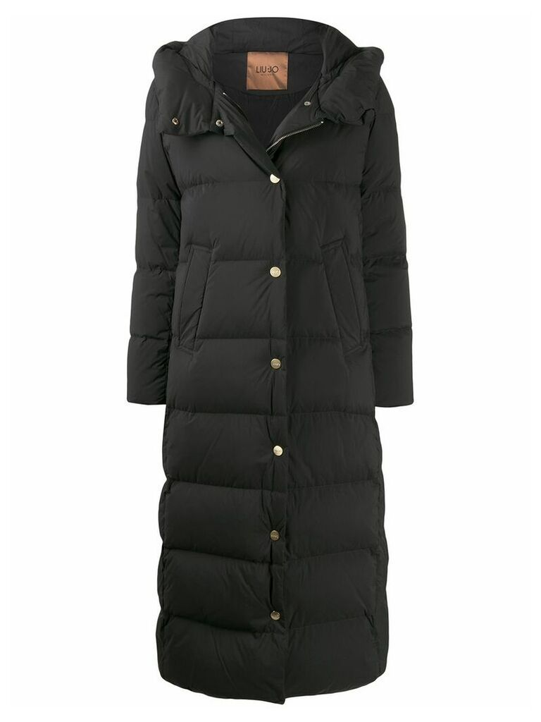 LIU JO oversized quilted long coat - Black