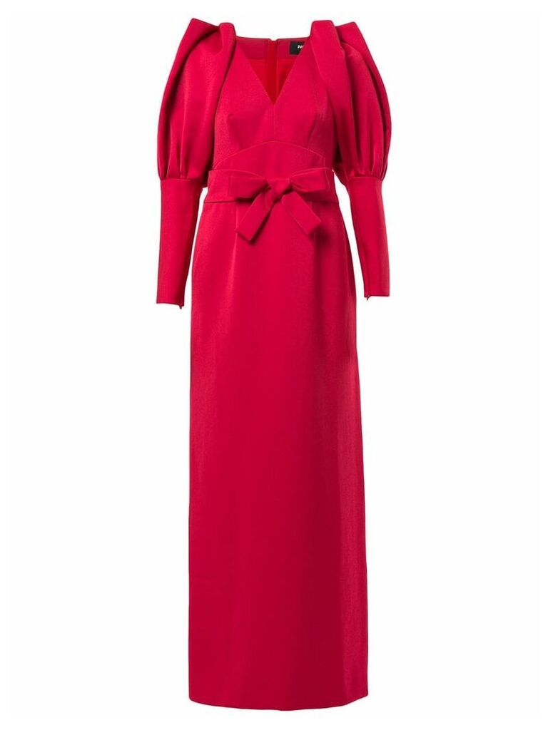 Paule Ka pleated shoulder long gown - Red