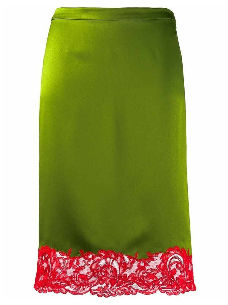 Versace lace-trimmed slip skirt - Green