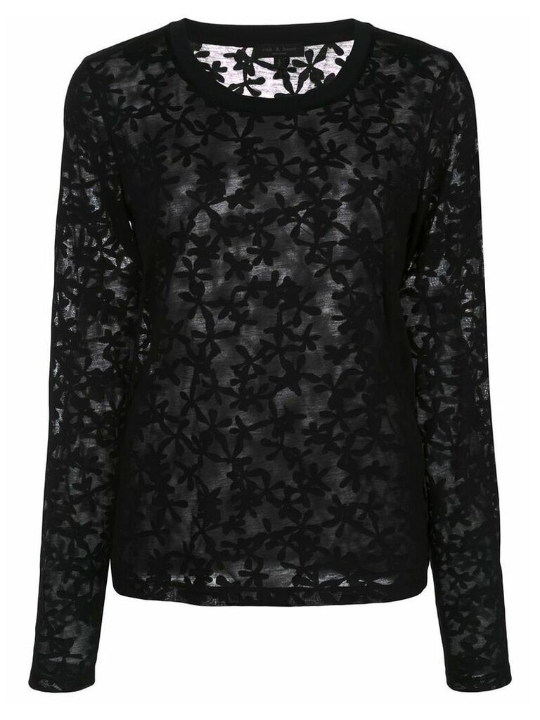 Rag & Bone floral pattern sheer top - Black