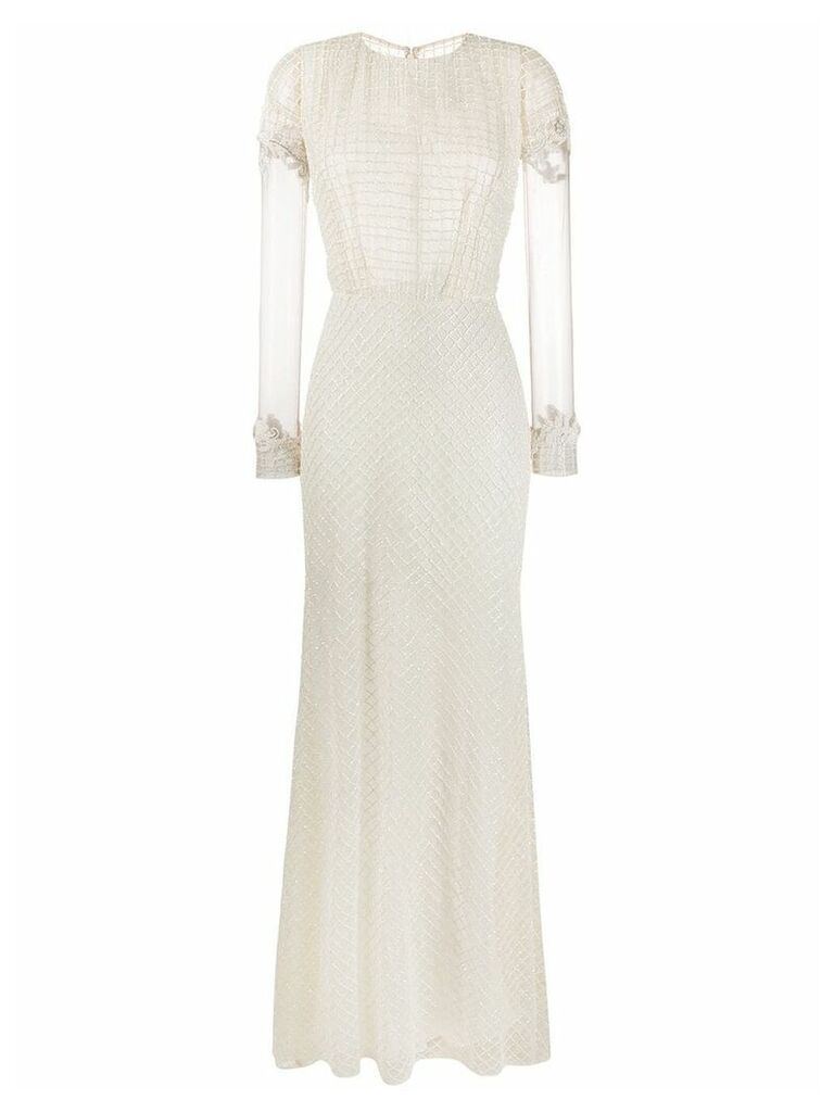 Parlor beaded evening dress - White