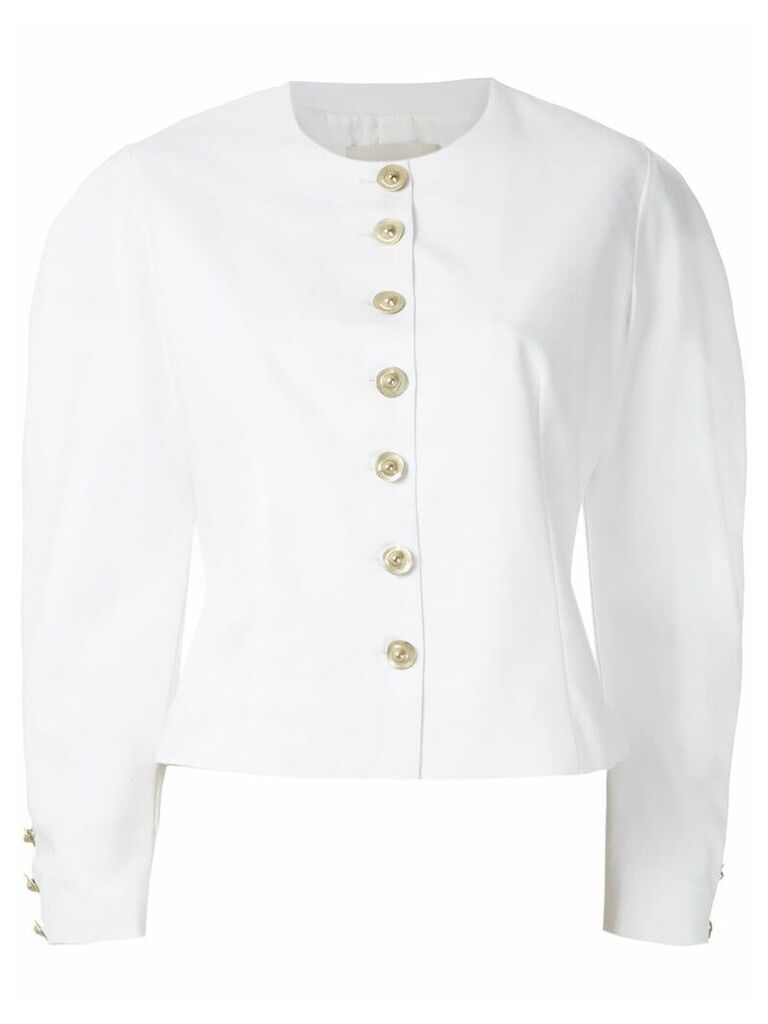 Framed Buttons wide sleeves blazer - White