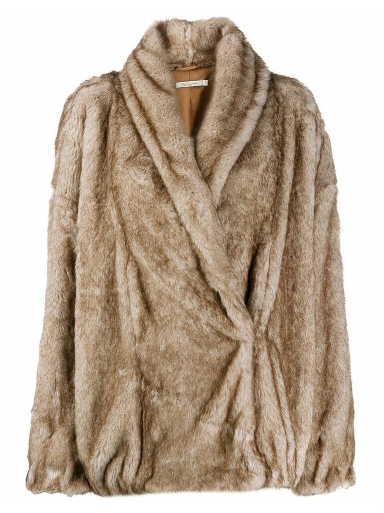 Mes Demoiselles faux fur wrap coat - Brown