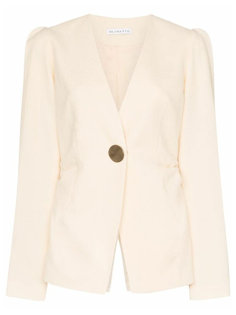 Rejina Pyo collarless blazer jacket - White