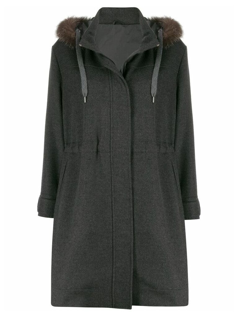 Brunello Cucinelli faux-fur trim hooded coat - Grey