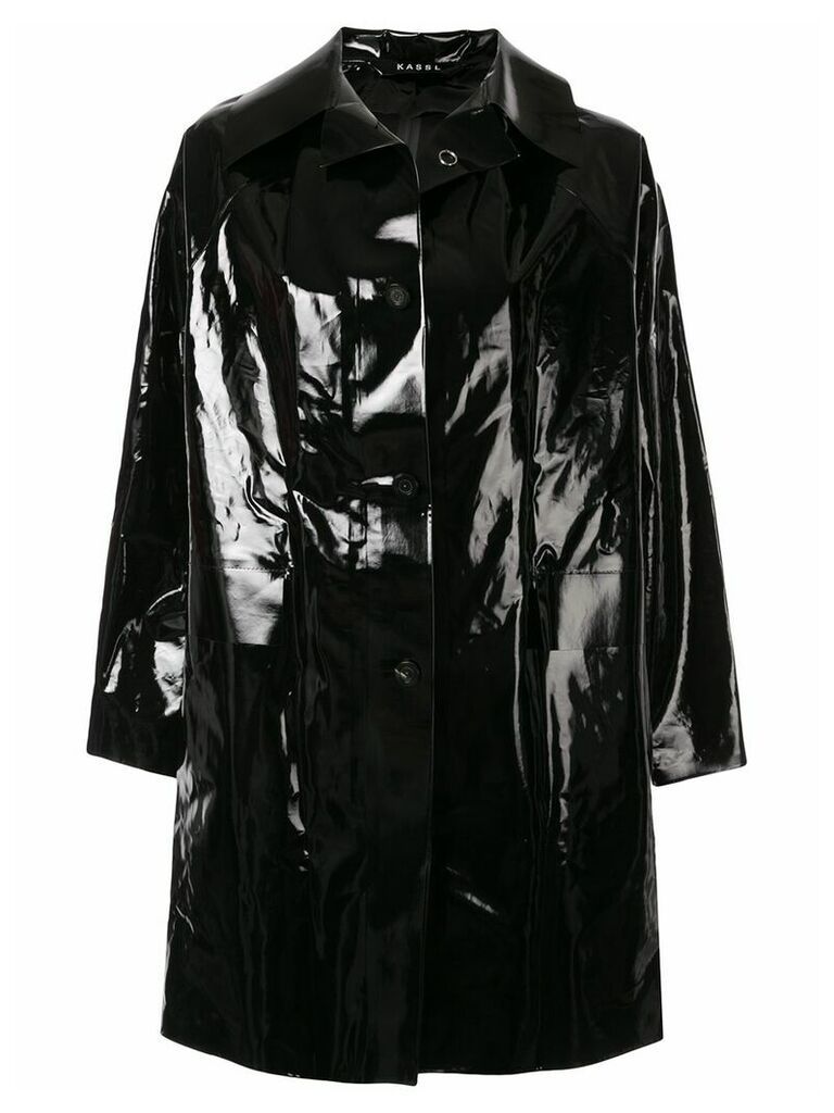 KASSL Editions above the knee lacquered coat - Black