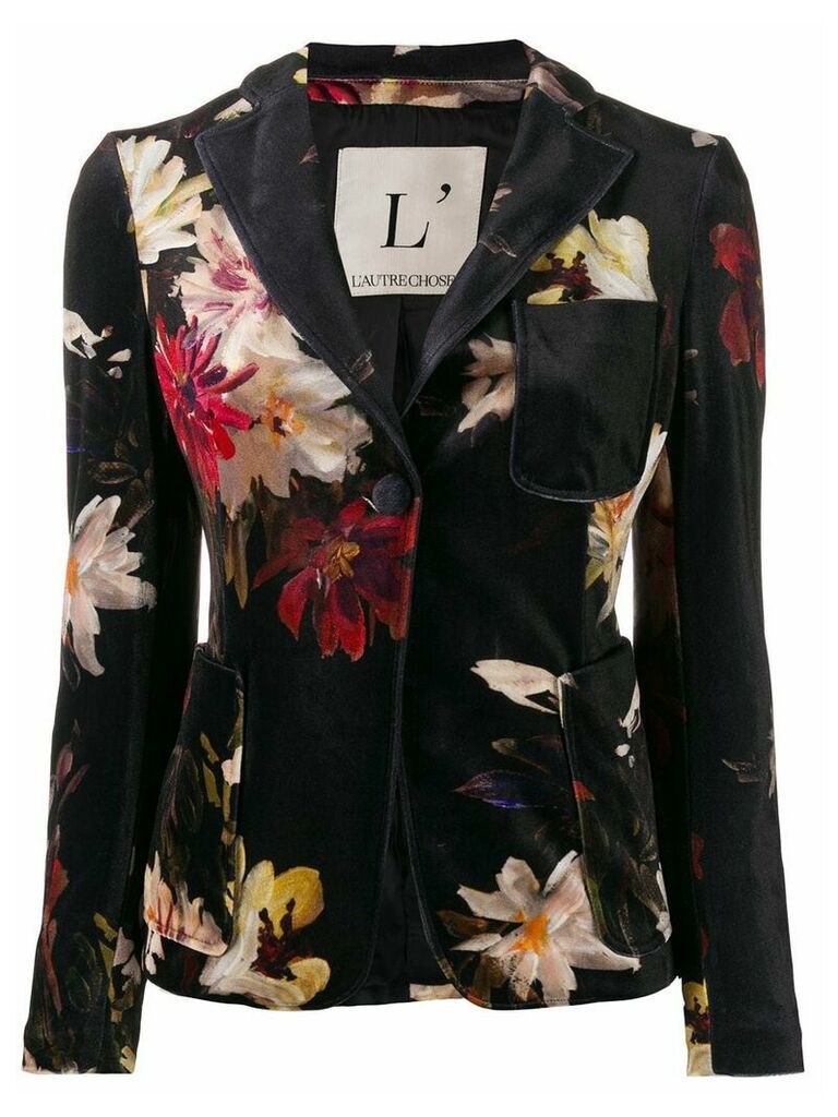 L'Autre Chose single breasted floral pattern blazer - Black