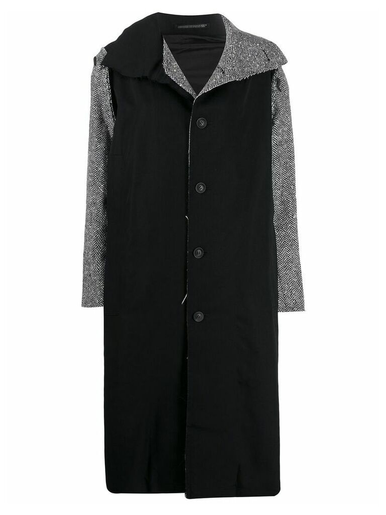 Yohji Yamamoto herringbone patchwork coat - Black