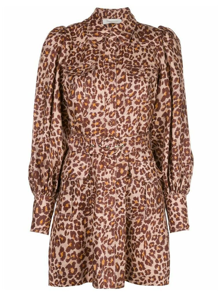 Zimmermann leopard shirt dress - Brown
