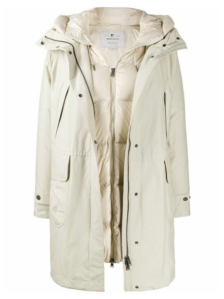Woolrich layered padded coat - NEUTRALS
