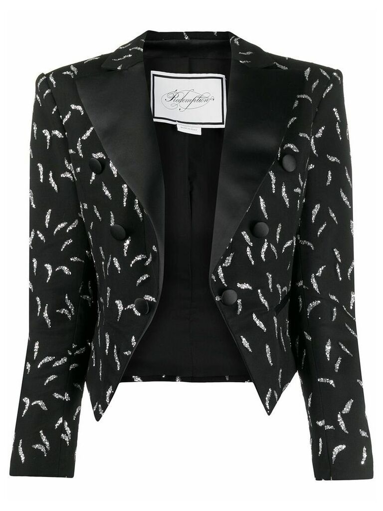 Redemption cropped embroidered blazer - Black