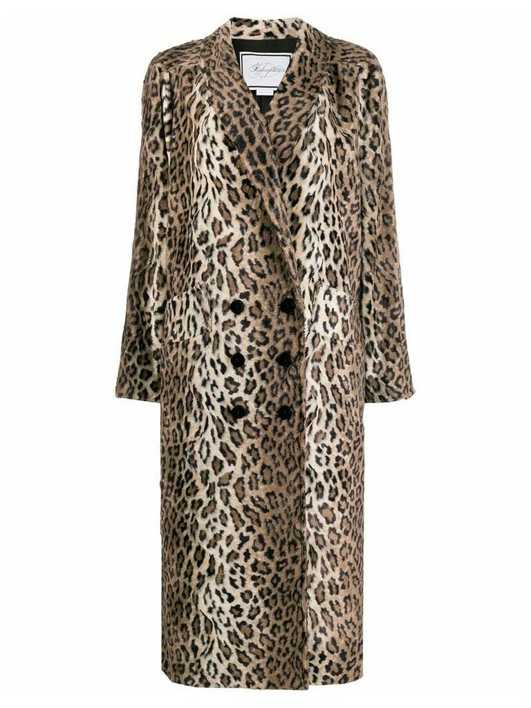 Redemption leopard print double breasted coat - Brown