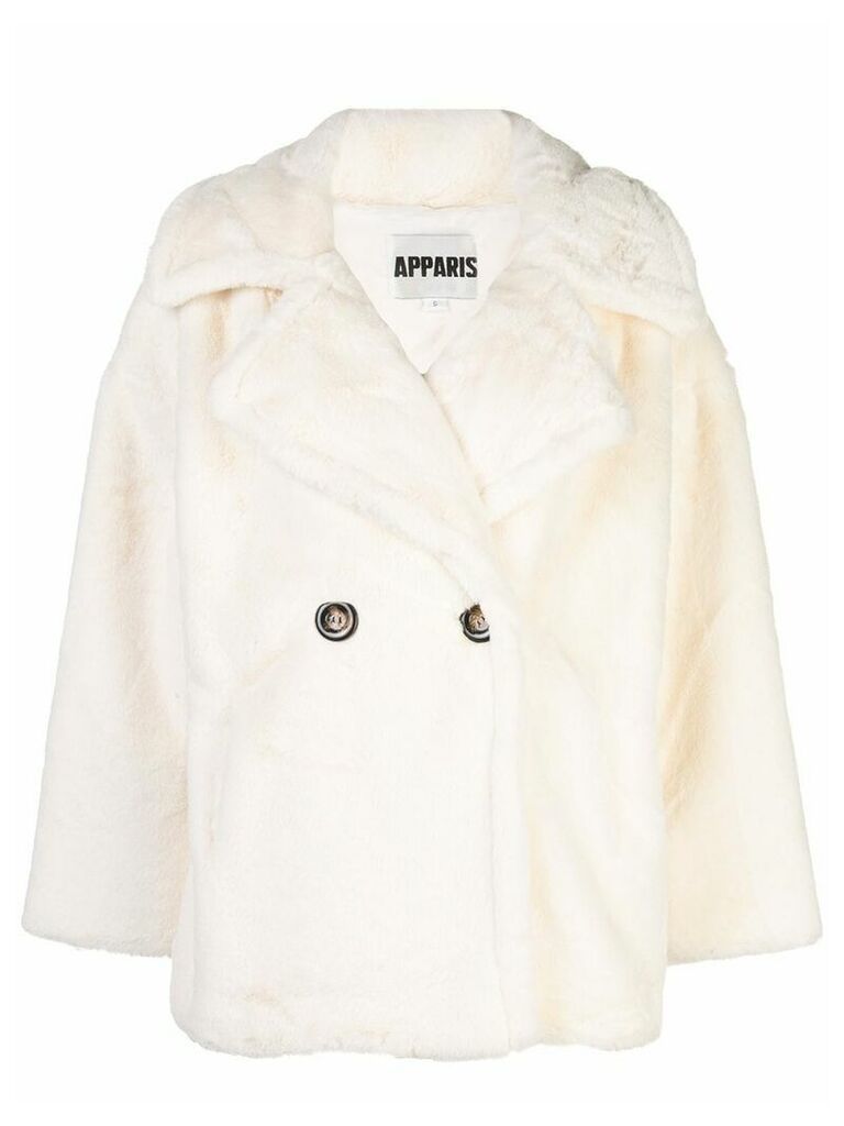 Apparis Anais double-breasted faux-fur peacoat - White