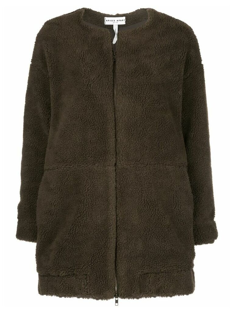 Apiece Apart collarless faux-shearling coat - Brown