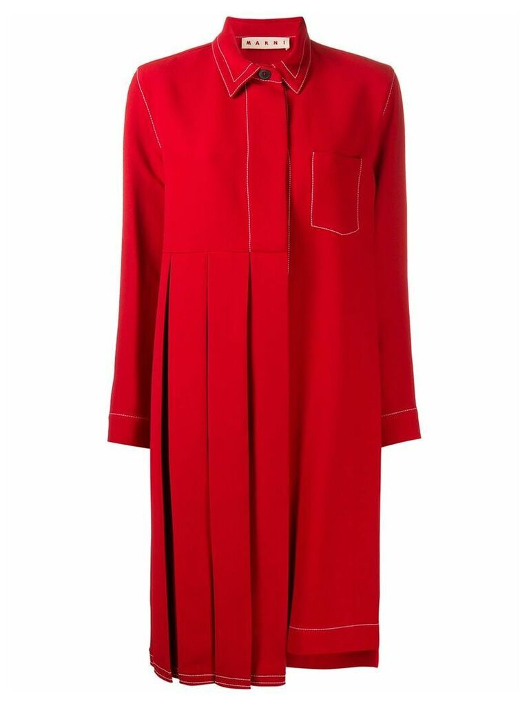 Marni pleated shirt dress - Red