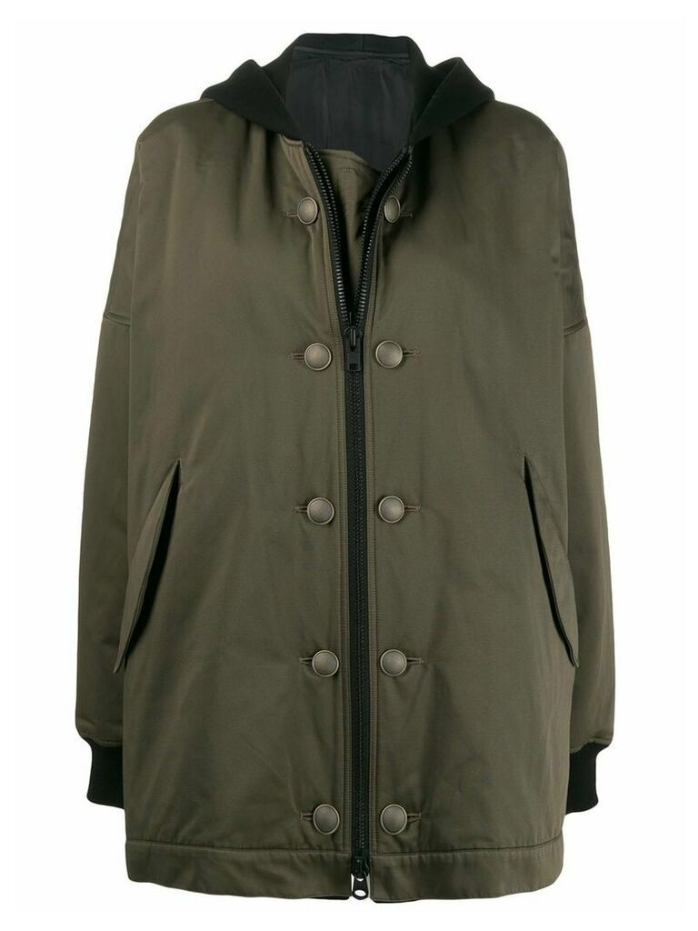 Yohji Yamamoto contrast hood coat - Green