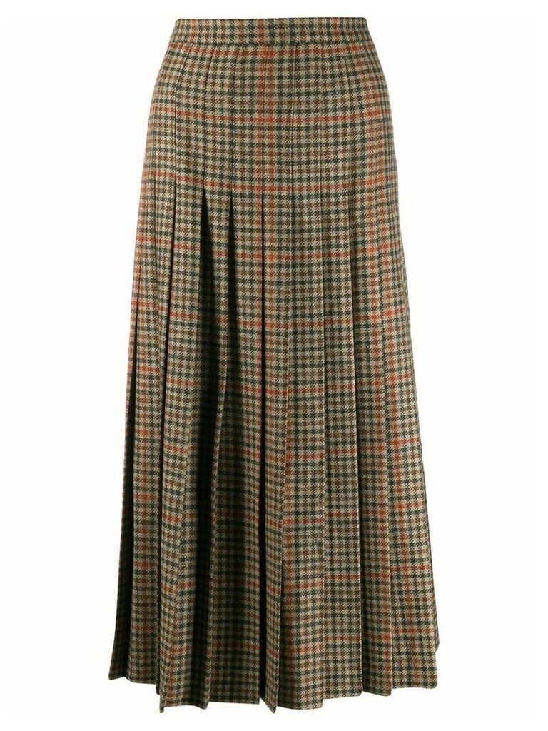 Etro houndstooth tweed pleated skirt - Brown