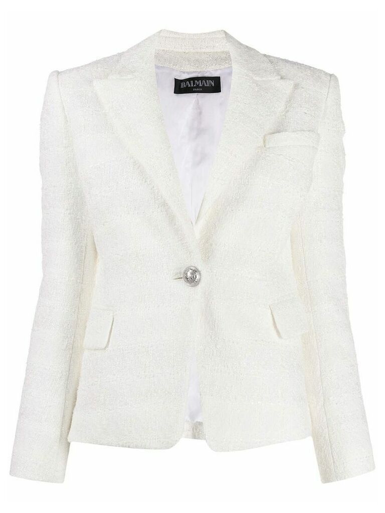 Balmain single-button tweed blazer - White