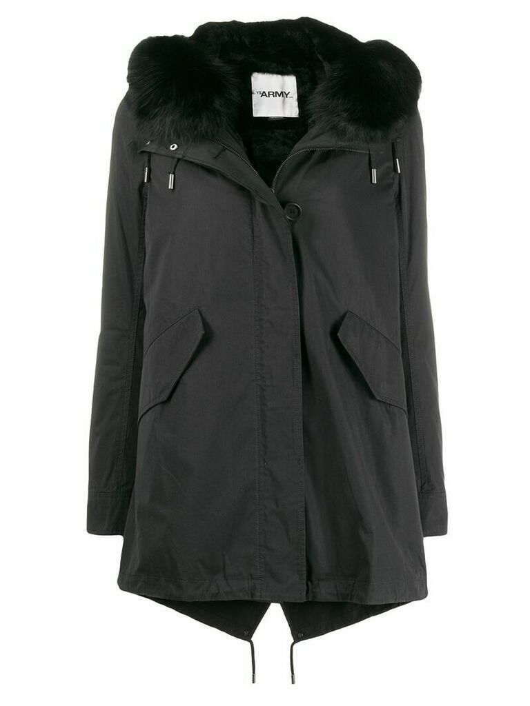 Yves Salomon Army fur trimmed parka coat - Black