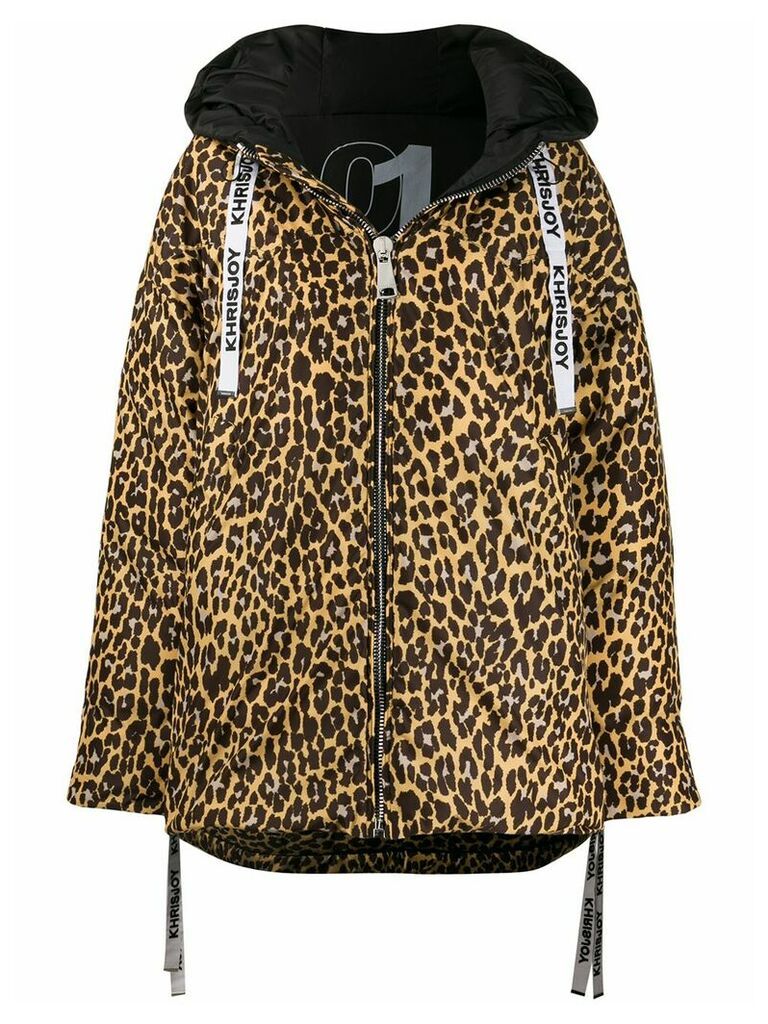 Khrisjoy oversized leopard-print coat - Black