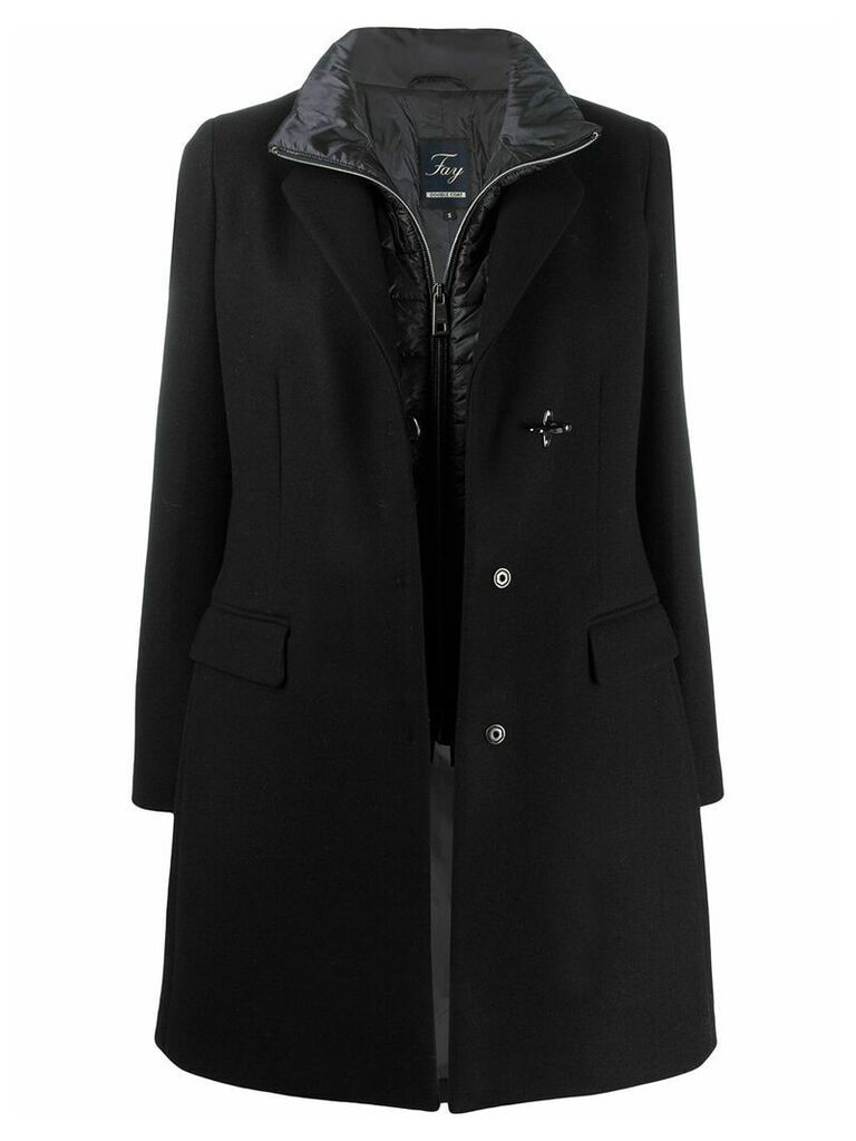 Fay layered single-breasted coat - Black