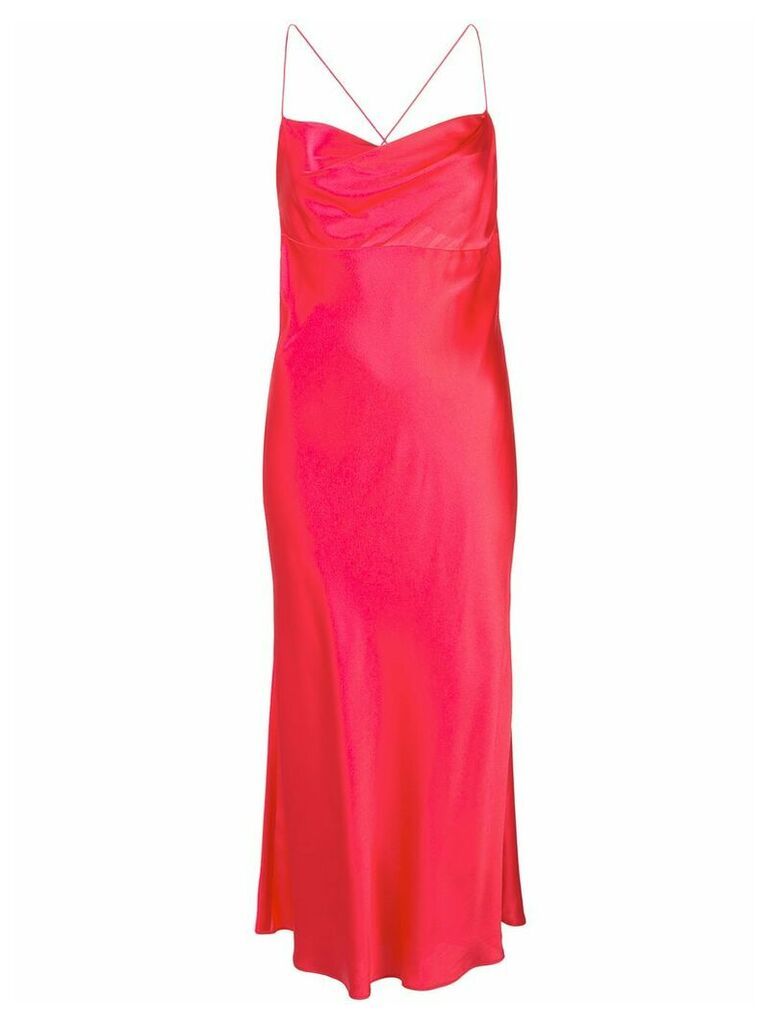 Michelle Mason cowl-neck bias midi dress - PINK