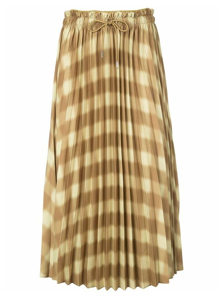 Proenza Schouler White Label Diffused Gingham Georgette Pleated Skirt