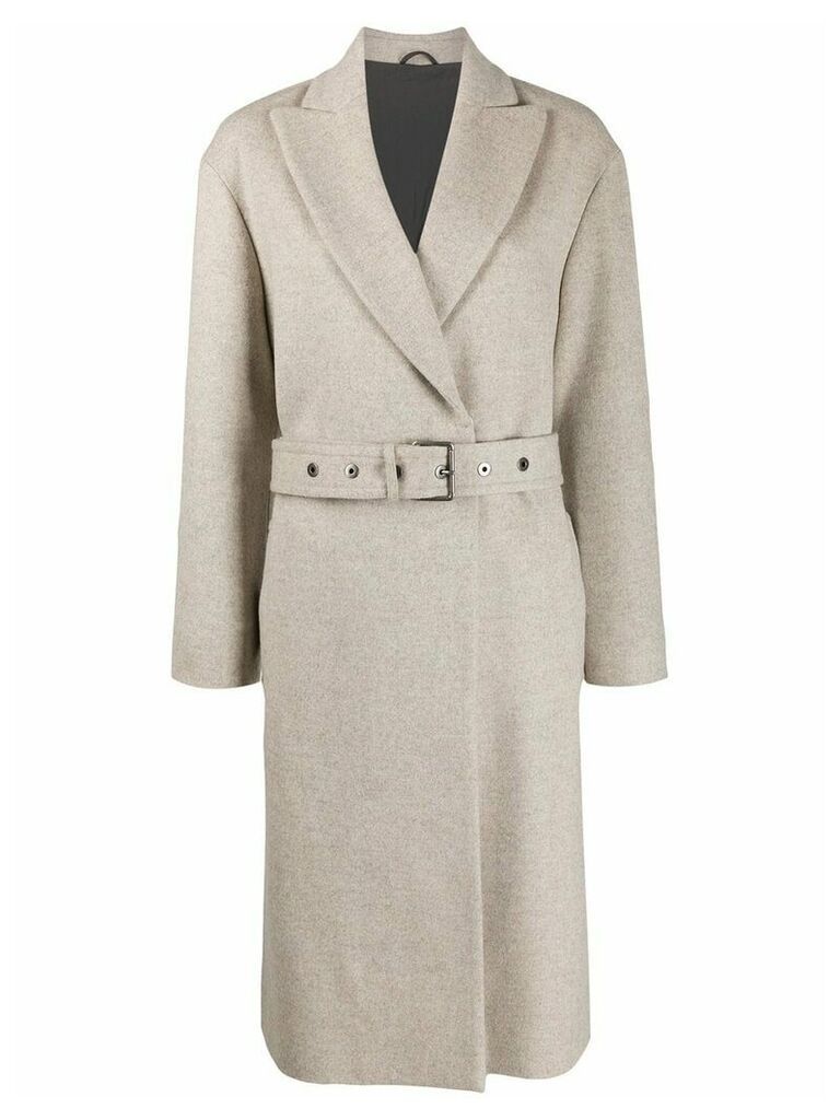Brunello Cucinelli belted single-breasted coat - Neutrals