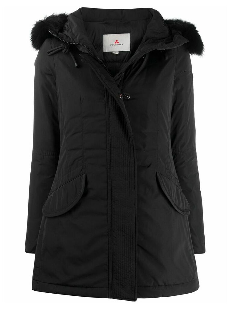 Peuterey fox-fur hooded coat - Black