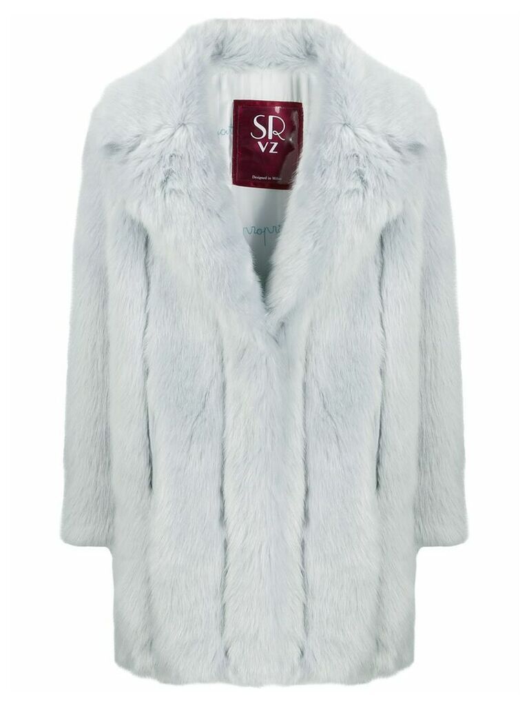 srvz club oversized faux-fur coat - Blue