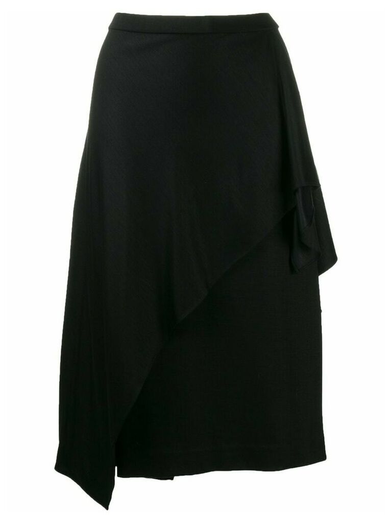 DVF Diane von Furstenberg asymmetric drape midi skirt - Black