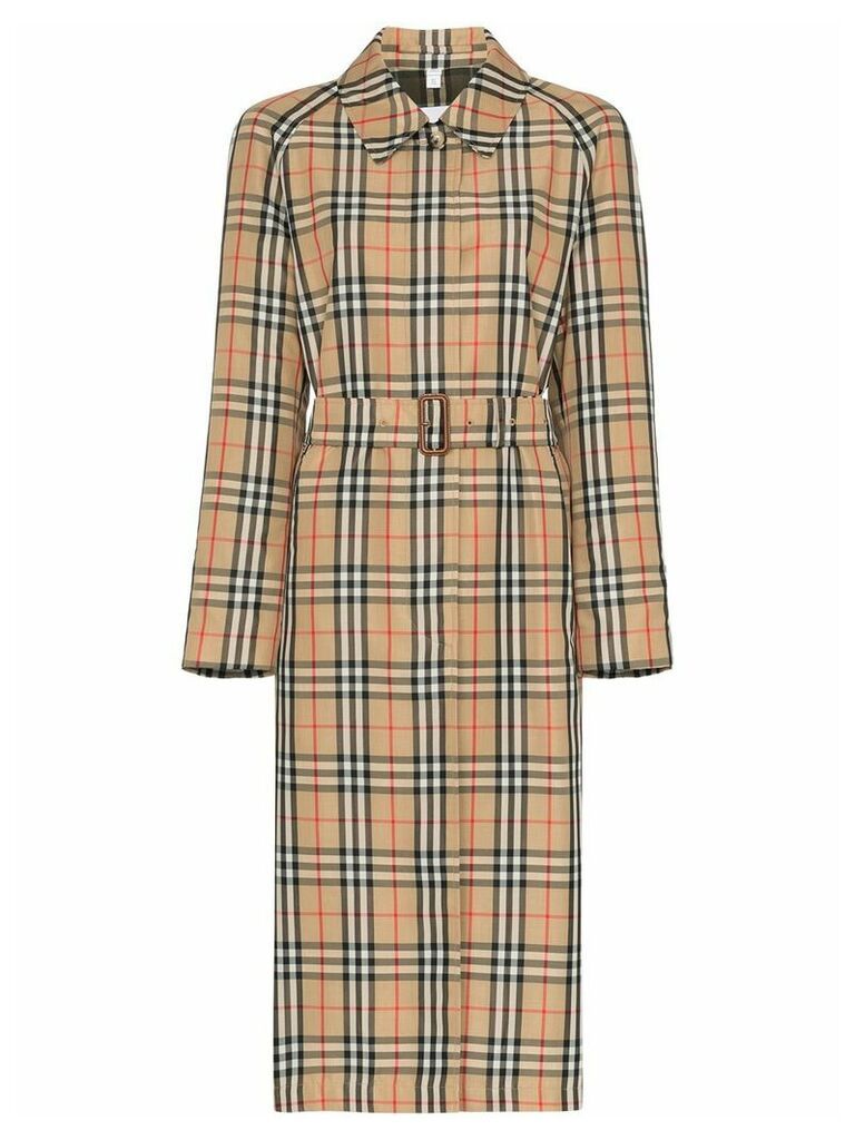 Burberry belted vintage check trench coat - Brown