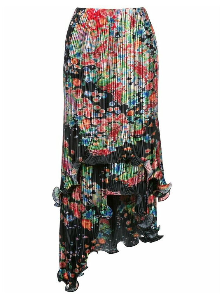 Givenchy floral-print plissé asymmetric skirt - Multicolour
