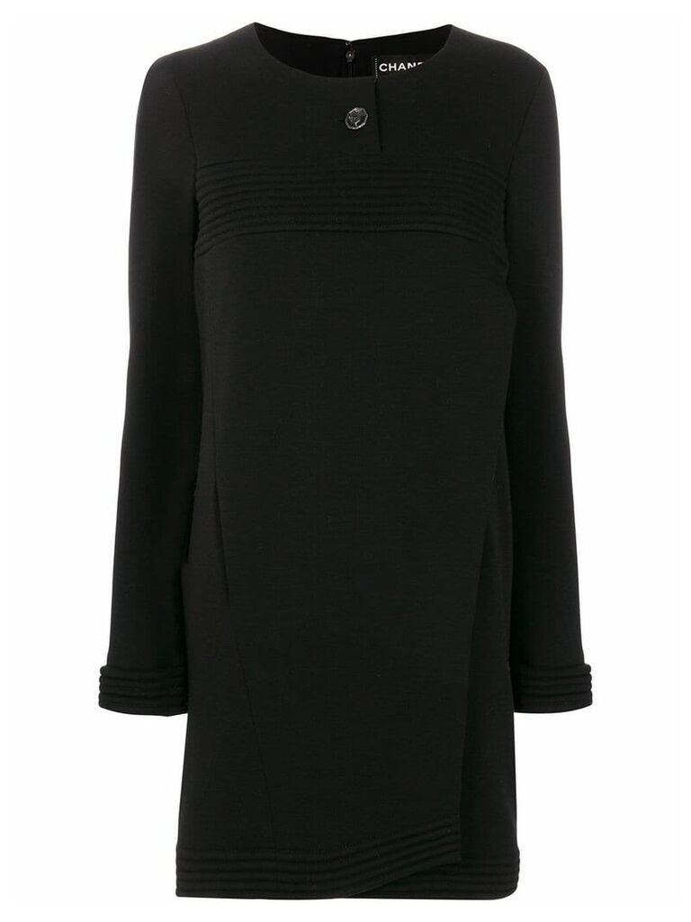 Chanel Pre-Owned ribbed detail boxy dress - Black