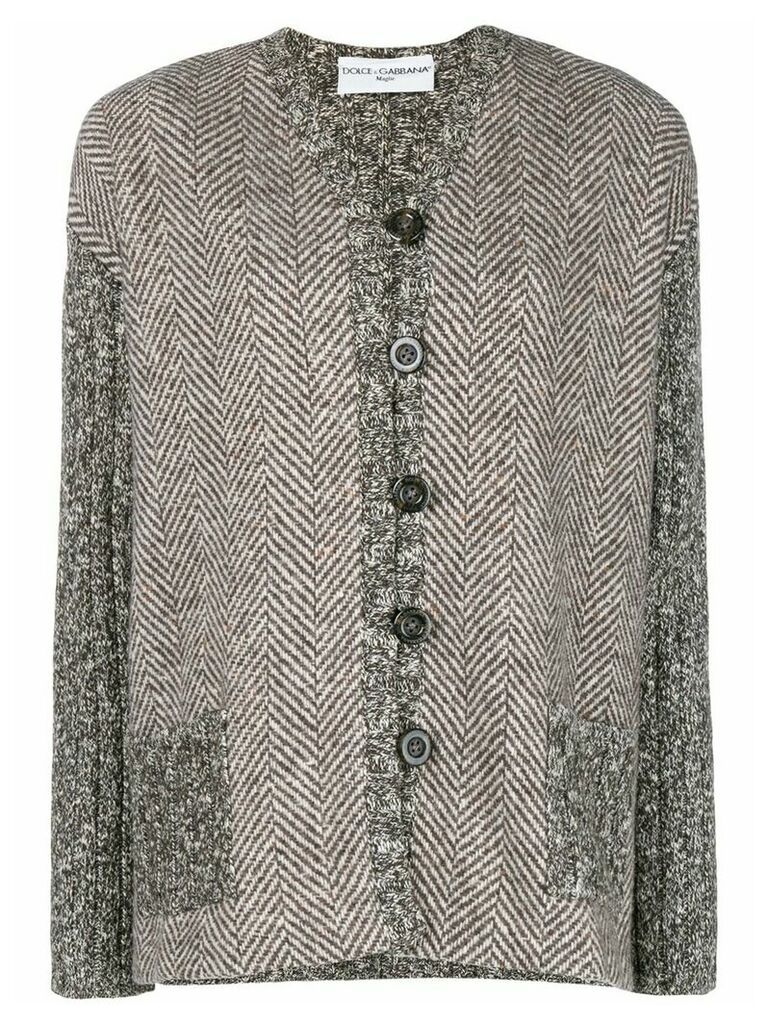 Dolce & Gabbana Pre-Owned herringbone buttoned jacket - Brown
