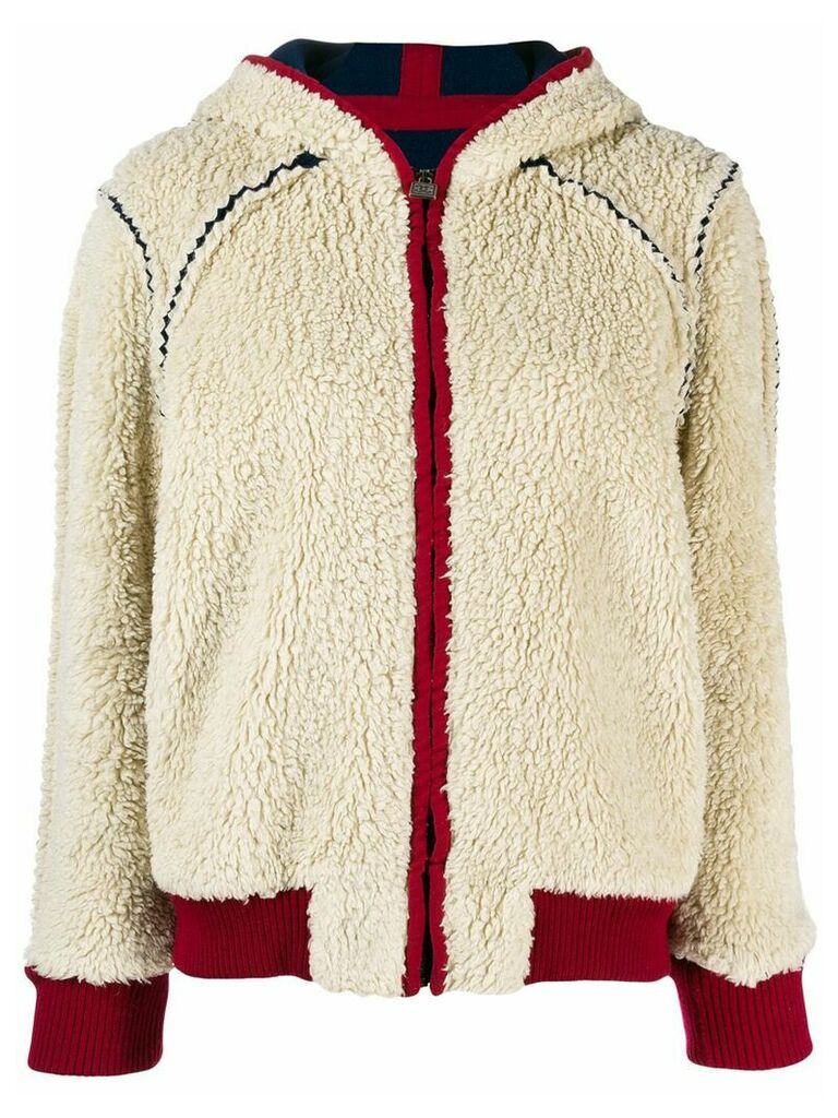 Chanel Pre-Owned 2008's shearling effect hooded jacket - White
