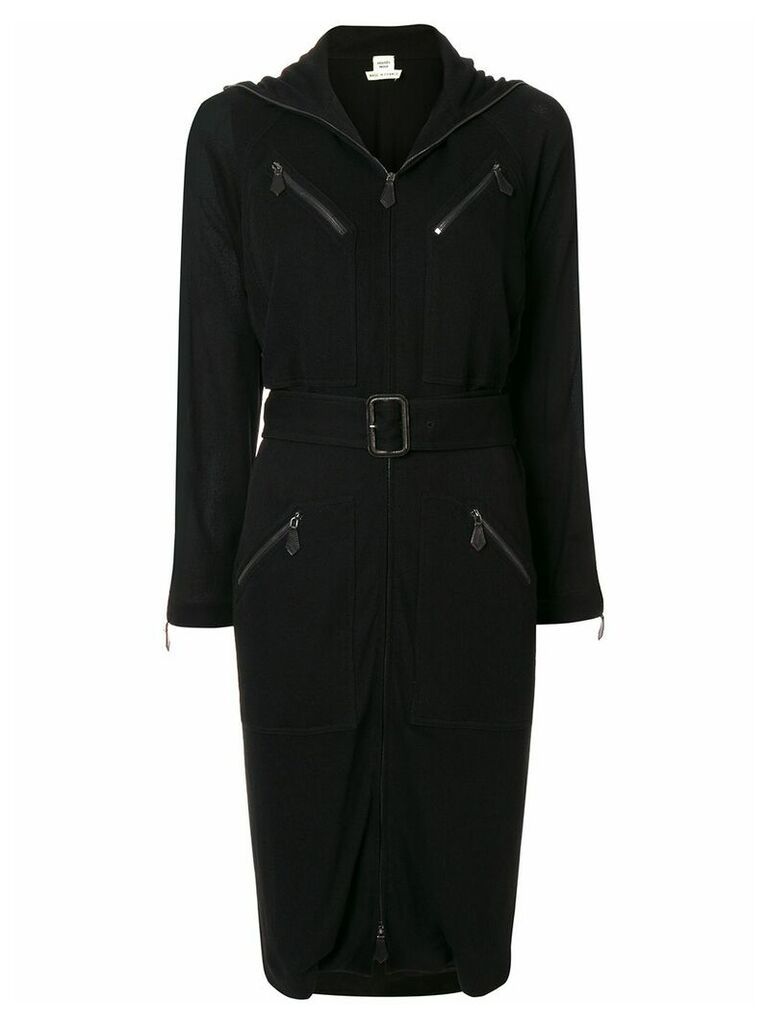 Hermès pre-owned belted knee-length dress - Black